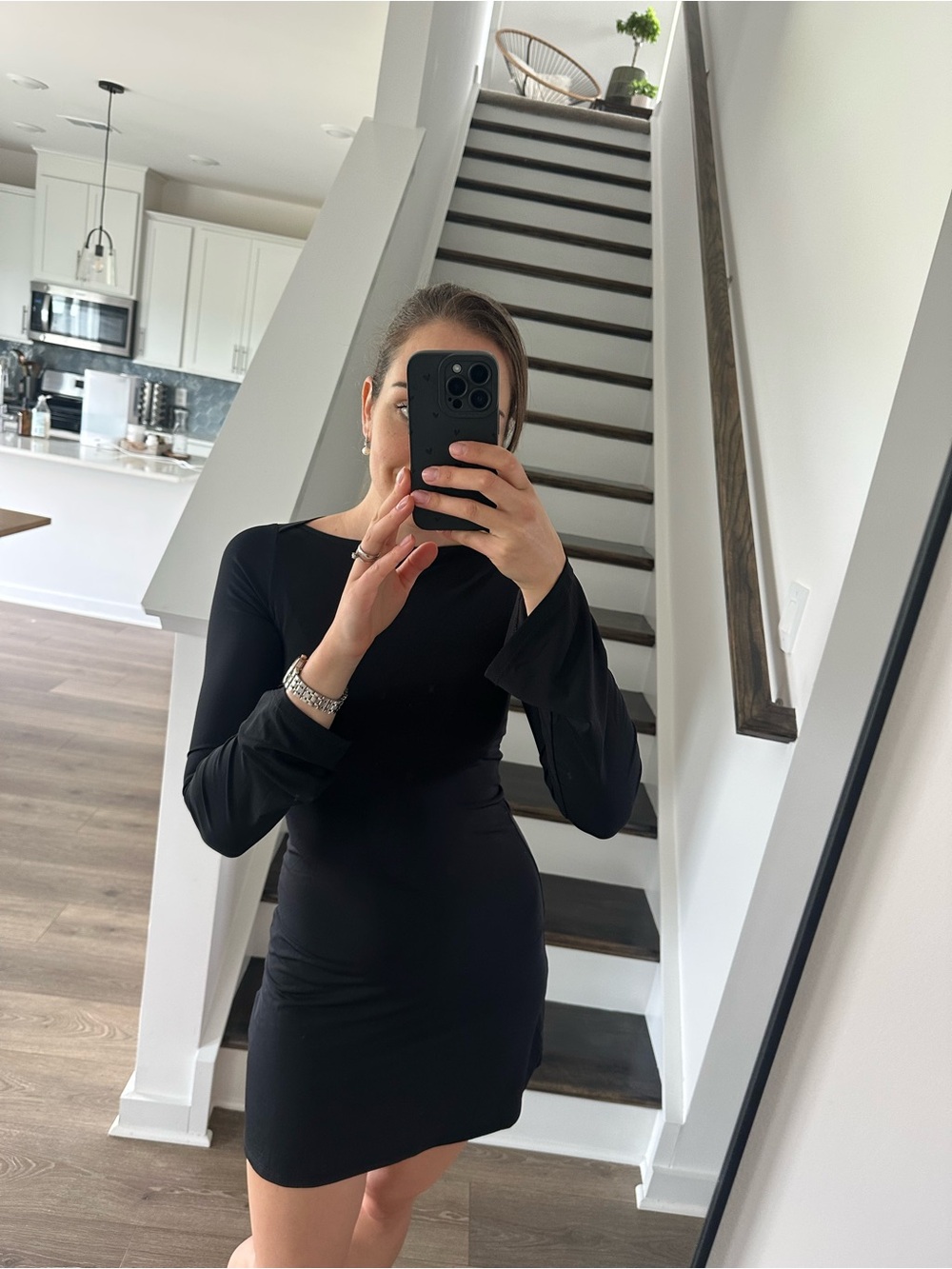 H&M Black Long-Sleeve Wide Sleeve Dress - XSmall